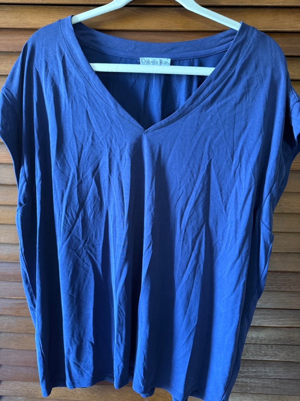 Ophelia Roe Women's V-Neck Short Sleeve Tee in Sapphire Blue